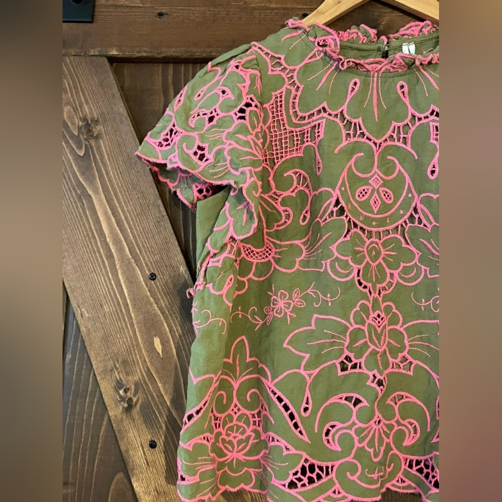 Anthropologie | The Lainie High-Neck Lace Cutwork Blouse - Picture 8 of 10